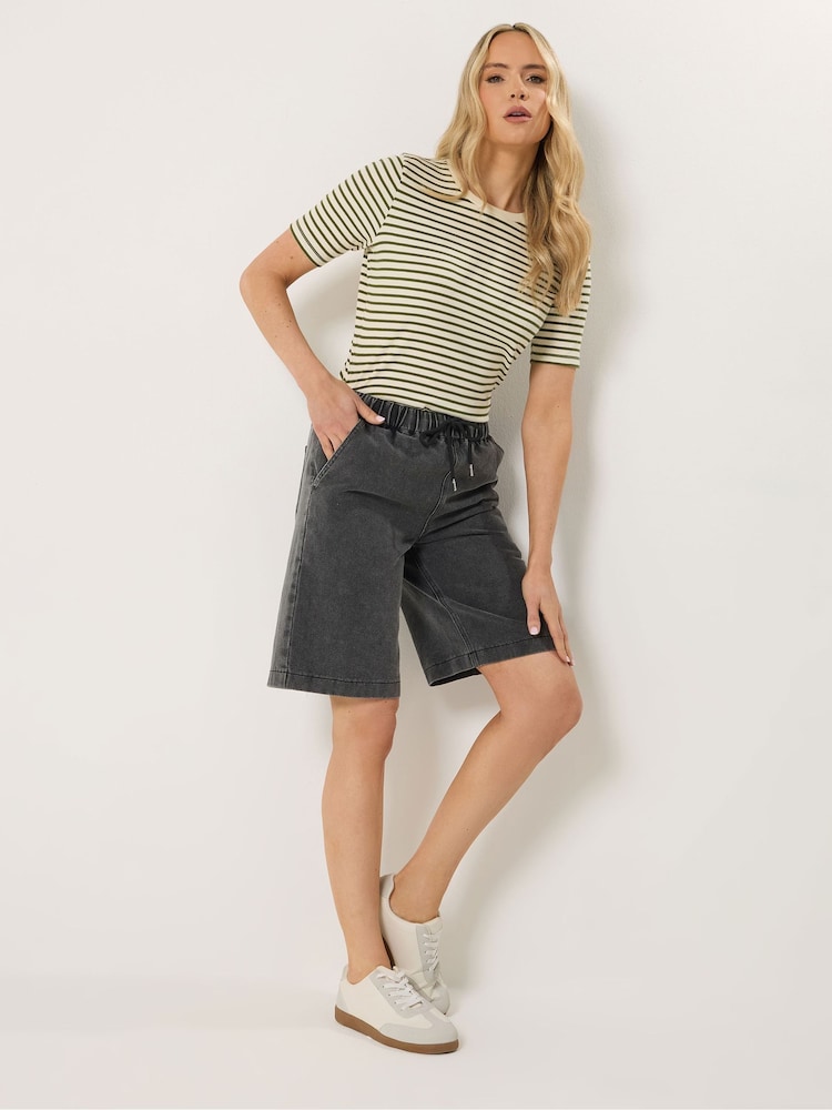 Long Tall Sally Black Pull On Denim Short - Image 2 of 5 Long Tall Sally Black Pull On Denim Short - Image 2 of 5