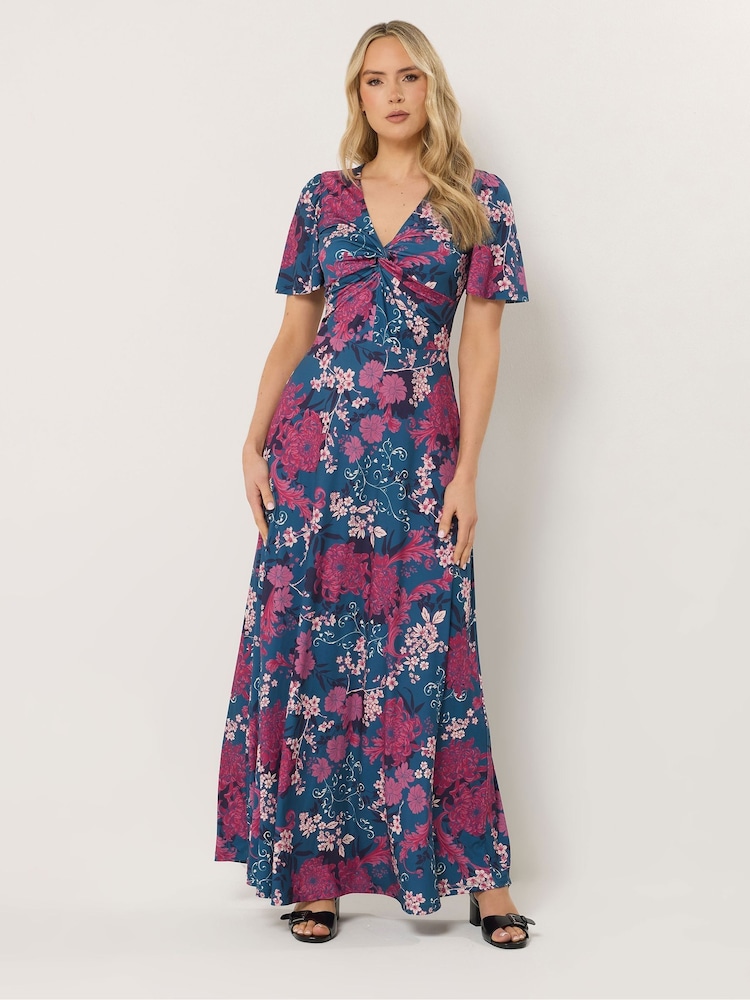 Long Tall Sally Blue Twist Front Maxi Dress - Image 1 of 5