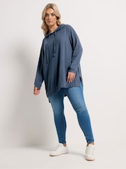 Albastru - Yours Curve Waffle Hoodie - Imaginea 2 din 5