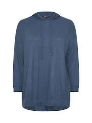 Albastru - Yours Curve Waffle Hoodie - Imaginea 5 din 5