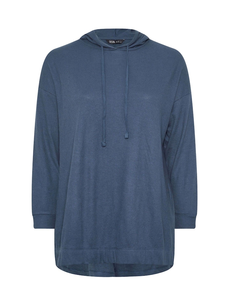 Albastru - Yours Curve Waffle Hoodie - Imaginea 5 din 5