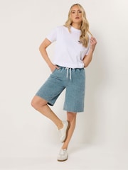 Long Tall Sally Blue Pull On Denim Shorts - Image 1 of 5