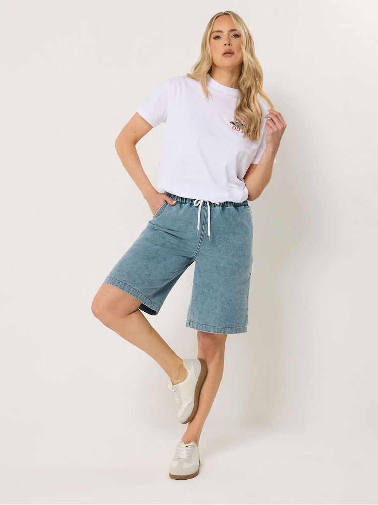 Long Tall Sally Blue Pull On Denim Shorts - Image 1 of 5