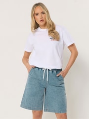 Long Tall Sally Blue Pull On Denim Shorts - Image 2 of 5