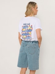 Long Tall Sally Blue Pull On Denim Shorts - Image 3 of 5