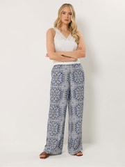 Long Tall Sally Blue Tile Print Wide Leg Trousers - Image 1 of 5