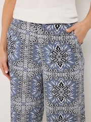 Long Tall Sally Blue Tile Print Wide Leg Trousers - Image 4 of 5