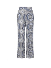 Long Tall Sally Blue Tile Print Wide Leg Trousers - Image 5 of 5