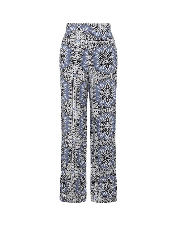 Long Tall Sally Blue Tile Print Wide Leg Trousers - Image 5 of 5
