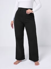 Yours Curve Black Short Wide Leg Jeggings - Image 1 of 4