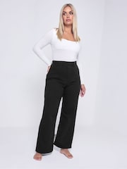 Yours Curve Black Short Wide Leg Jeggings - Image 2 of 4