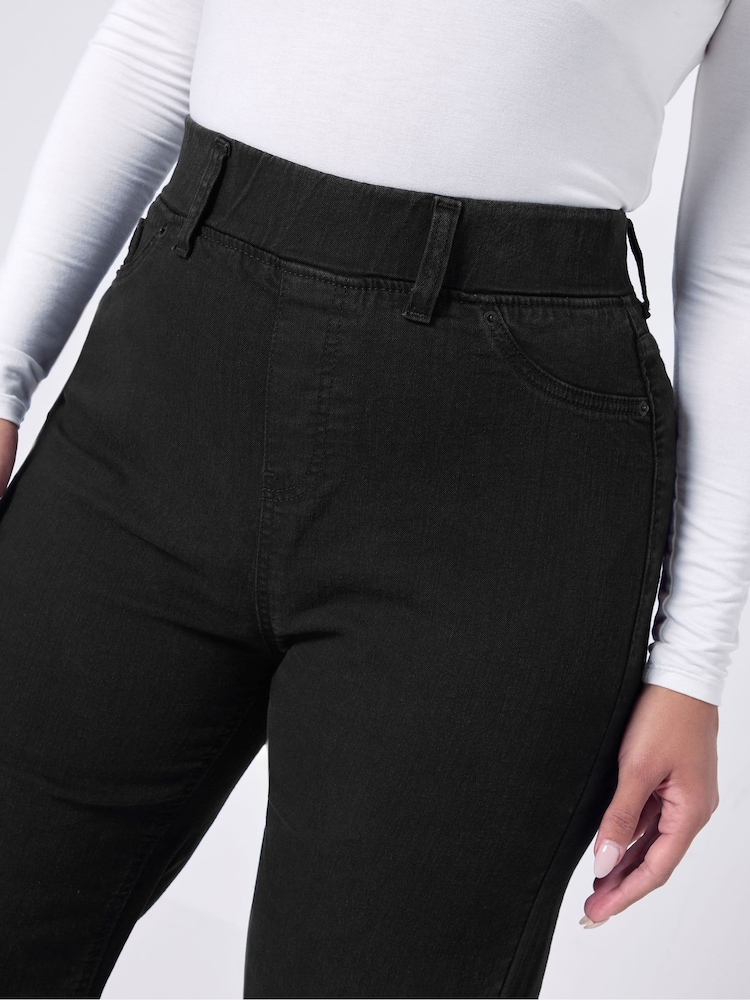 Yours Curve Black Short Wide Leg Jeggings - Image 4 of 4