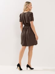 Long Tall Sally Brown Ruched Sleeve Mini Dress - Image 3 of 5