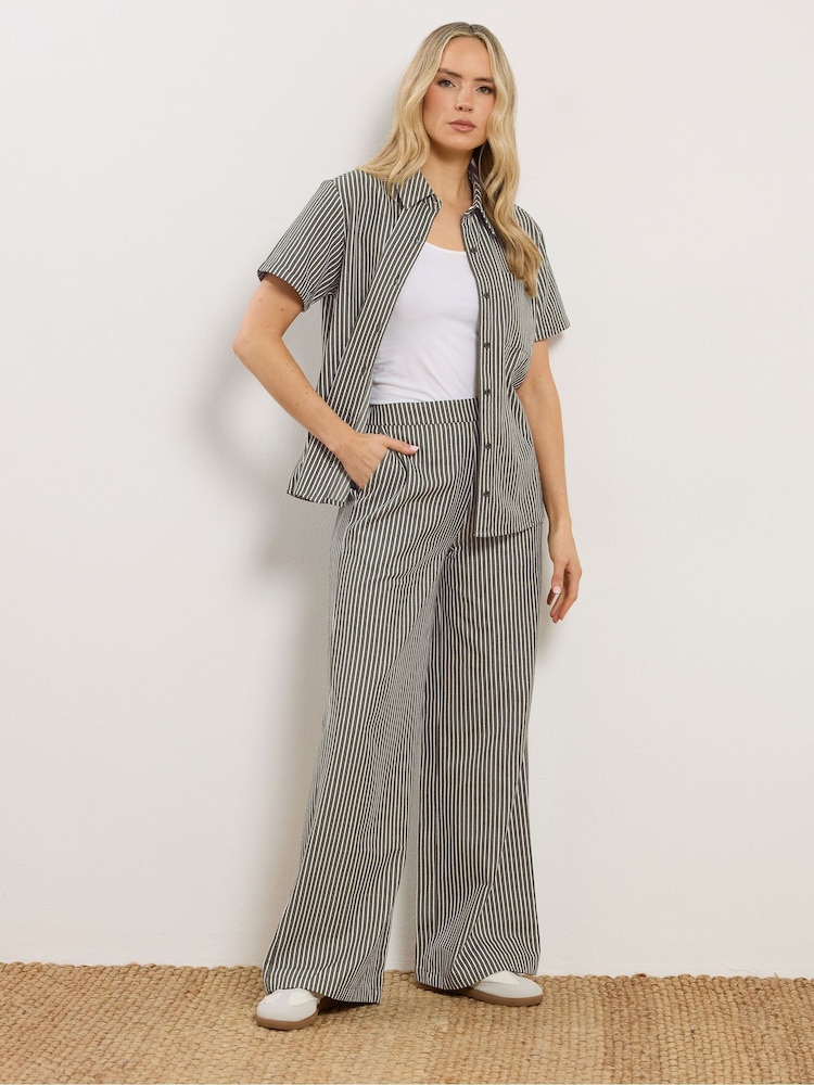 Long Tall Sally Green Stripe Wide Leg Trousers - Image 1 of 5