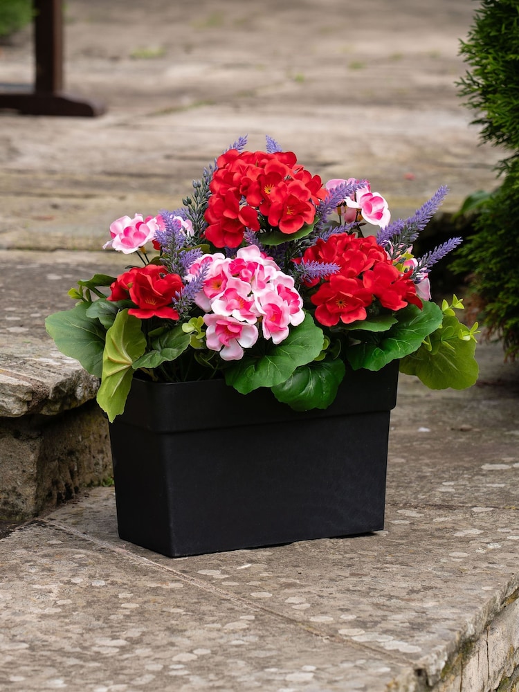 Scottish Everlastings Ltd Red Pink Artificial Geranium UV Trough - Image 1 of 3 Scottish Everlastings Ltd Red Pink Artificial Geranium UV Trough - Image 1 of 3