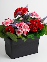 Scottish Everlastings Ltd Red  Pink Artificial Geranium UV Trough - Image 2 of 3