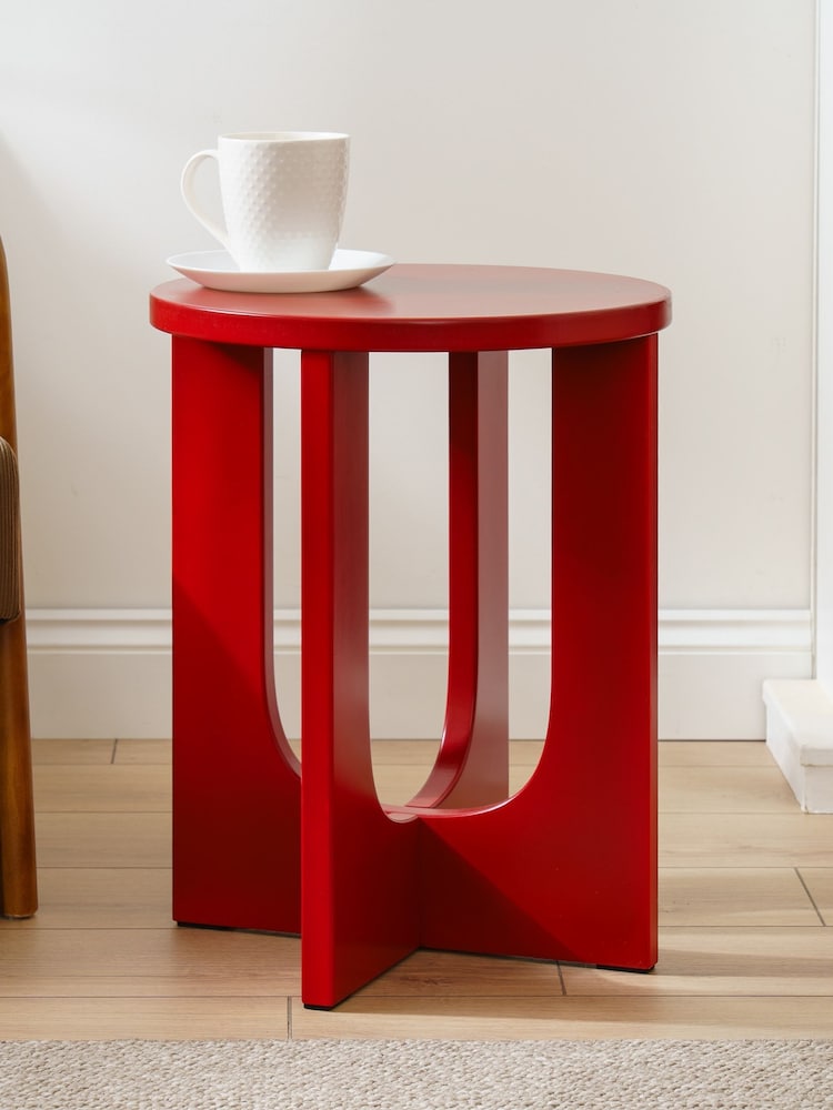Scottish Everlastings Ltd Red Round Side Table - Image 1 of 3 Scottish Everlastings Ltd Red Round Side Table - Image 1 of 3
