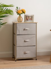 Scottish Everlastings Ltd Beige 3 Drawer Cabinet With Fabric Drawers - Image 1 of 4