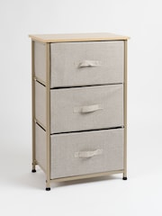 Scottish Everlastings Ltd Beige 3 Drawer Cabinet With Fabric Drawers - Image 3 of 4