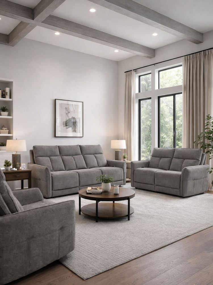 Aspire Furniture Twilight Grey Ashford Power Recliner Sofa and Chair Set - Image 1 of 6