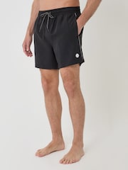 Threadbare Black Contrast Piping Quick Dry Swim Shorts - Image 2 of 4