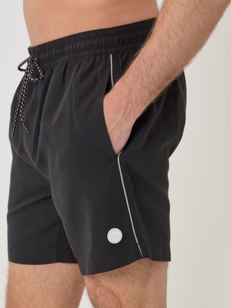 Threadbare Black Contrast Piping Quick Dry Swim Shorts - Image 4 of 4 Threadbare Black Contrast Piping Quick Dry Swim Shorts - Image 4 of 4