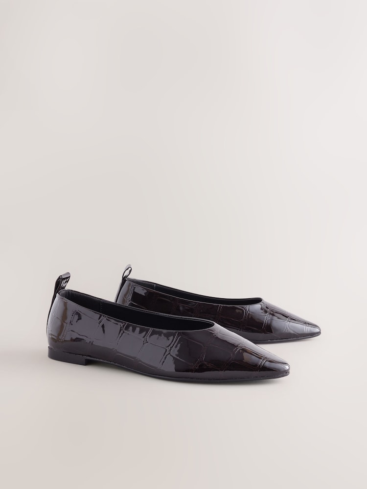 Chocolate Brown Forever Comfort® Almond Toe Ballet Flats - Image 2 of 5 Chocolate Brown Forever Comfort® Almond Toe Ballet Flats - Image 2 of 5