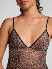 Hunkemoller Black Leopard Mesh Slip Dress - Image 2 of 5