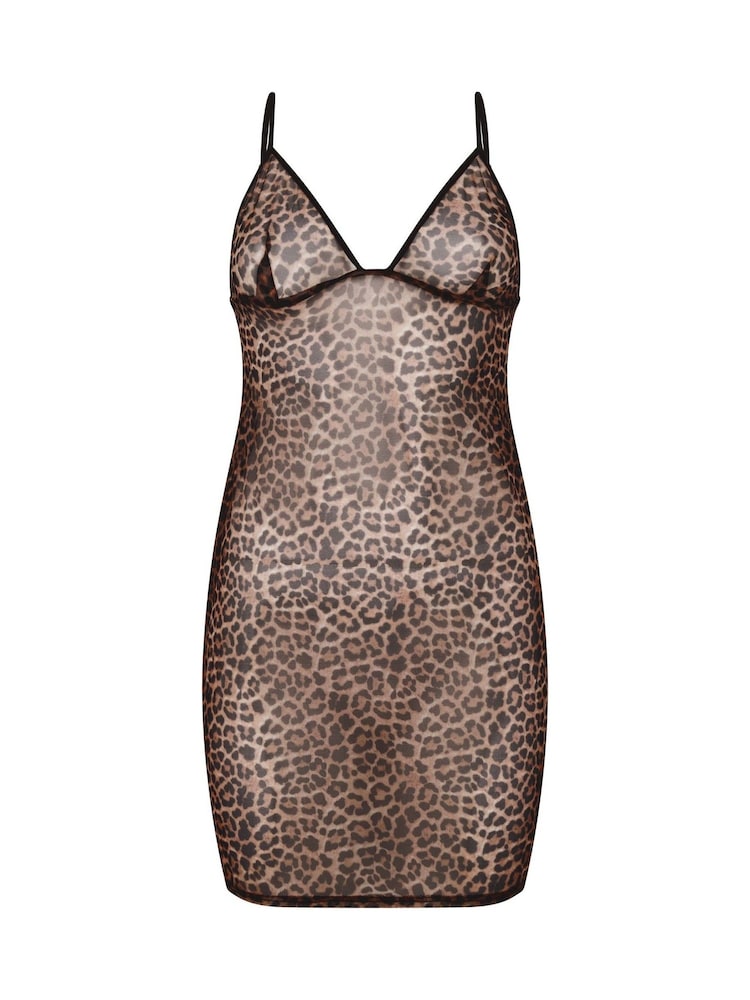 wild side mesh slip dress Magnetism Leopard Mesh Slip Dress With Lace Trim  Resurrection