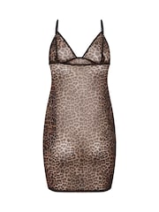Hunkemoller Black Leopard Mesh Slip Dress - Image 5 of 5