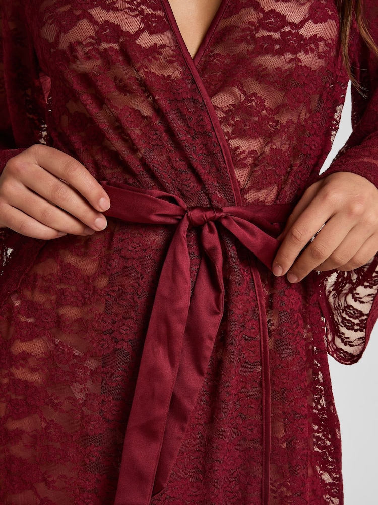Hunkemoller Red Kimono Allover Lace Robes - Image 2 of 5