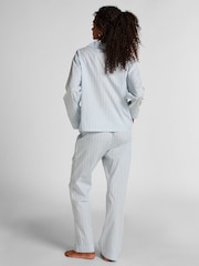 Hunkemoller Blue Woven Cotton Stripe Joggers - Image 3 of 5