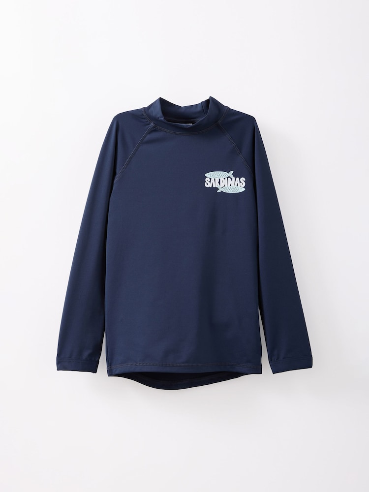 Cotton On Blue Flynn Long Sleeve Raglan Rash Vest - Image 1 of 2
