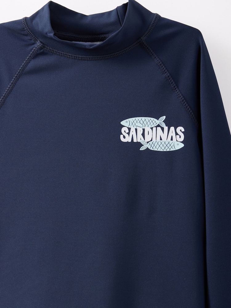 Cotton On Blue Flynn Long Sleeve Raglan Rash Vest - Image 2 of 2