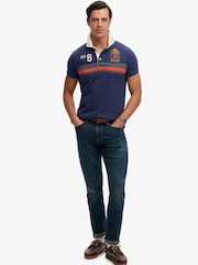 Superdry Blue Double Emblem Jersey Short Sleeve Rugby Polo Top - Image 3 of 5