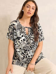 Evans Brown Animal Print Bar Detail Top - Image 1 of 6