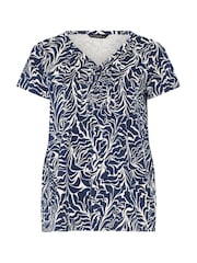 Evans Blue Abstract Print Premium Cotton Henley Top - Image 5 of 5
