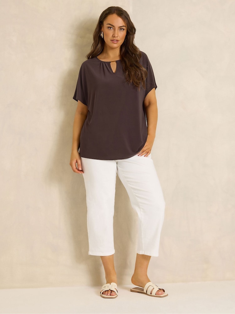 Evans Chocolate Brown Bar Detail Top - Image 2 of 5 Evans Chocolate Brown Bar Detail Top - Image 2 of 5