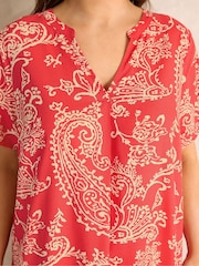 Evans Red Pleated Front Grown On Sleeve Dress - Image 4 of 5