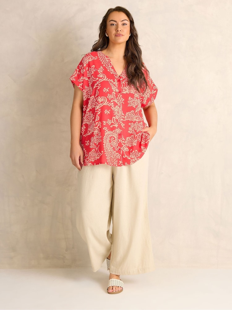 Evans Red Modal Notch Neck Shirt - Image 2 of 5