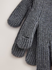Charcoal Grey Ribbed Gloves - Image 2 of 3