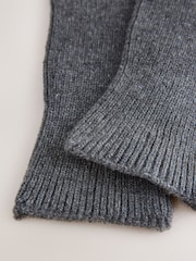 Charcoal Grey Ribbed Gloves - Image 3 of 3