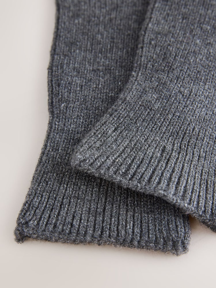 Charcoal Grey Ribbed Gloves - Image 3 of 3 Charcoal Grey Ribbed Gloves - Image 3 of 3