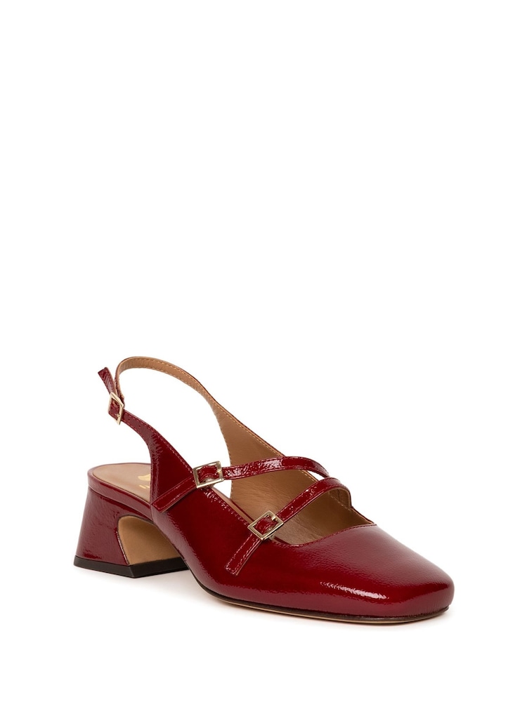 Bobbies Red Becca Mid-Heeled Slingbacks Mary Janes With Straps - Image 2 of 4 Bobbies Red Becca Mid-Heeled Slingbacks Mary Janes With Straps - Image 2 of 4