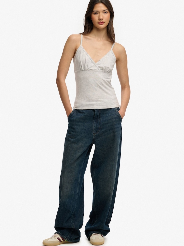 Superdry Grey Athletic Essentials Trim V-Neck Vest Top - Image 5 of 5 Superdry Grey Athletic Essentials Trim V-Neck Vest Top - Image 5 of 5