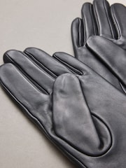 שחור - N. Premium Leather Gloves with Cashmere Lining - תמונה 3 מתוך 3