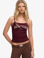 SUPERDRY Red Athletic Essentials Graphic Print Cami Top - Image 1 of 5
