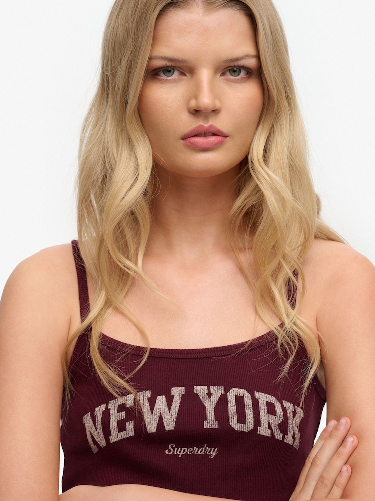 SUPERDRY Red Athletic Essentials Graphic Print Cami Top - Image 2 of 5