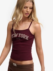 SUPERDRY Red Athletic Essentials Graphic Print Cami Top - Image 3 of 5