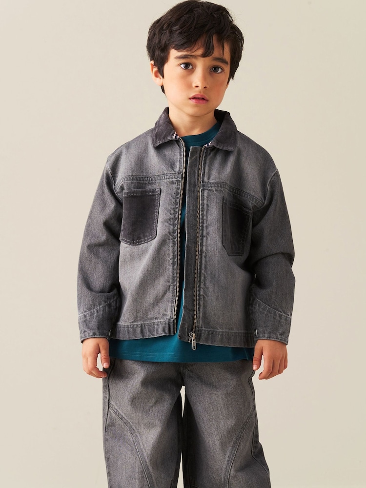 Angel & Rocket Malik Cord Detail Denim Jacket - 圖片 1/6